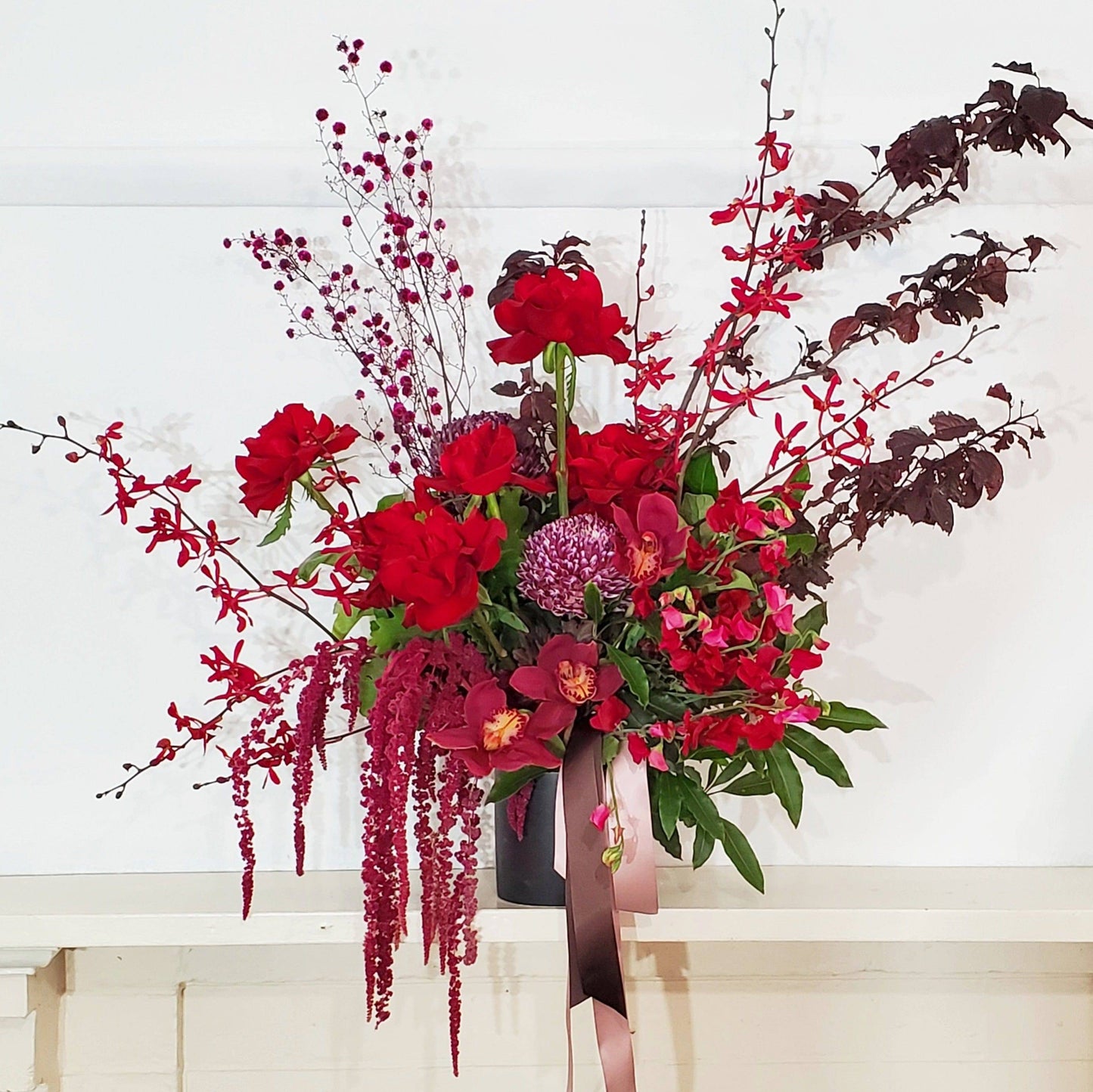 BLOOMHAUS MELBOURNE Flower arrangement Cherry Bomb - A mix of Seasonal Dark Moody blooms and Reflexed red roses